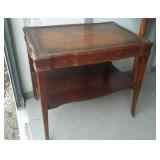 https://www.ebay.com/itm/114940657430	LP8037 : Leather Top Rolling Wooden End Table 2-tiered LOCAL P