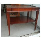 https://www.ebay.com/itm/124857819821	LP8038 : Leather Top Rolling Wooden End Table 2-tiered LOCAL P