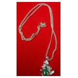 https://www.ebay.com/itm/115068638629	LAN5063 STERLING SILVER 20 INCH CHAIN WITH FROG & JADITE STONE