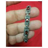 https://www.ebay.com/itm/124977512770	LAN5074 VINTAGE 7 INCH STERLING SILVER WITH GARNETS BRACELET 2