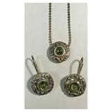 https://www.ebay.com/itm/124977512765	NC436 3 PC STERLING SILVER EARRINGS AND NECKLACE WITH GREEN GE