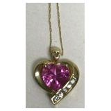 https://www.ebay.com/itm/124977506891	NCJ07 PINK HEART GEM IN 10K GOLD SETTING AND 18 IN CHAIN	 BIN 