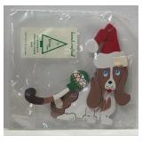 NC547 VINTAGE EMQEE CORP HAWAII CHRISTMAS ORNAMENT HOUND DOG &