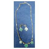 https://www.ebay.com/itm/125036835922	LAN3448 MEXICAN 16 INCH STERLING SILVER & INLAYED TURQUISE CHA