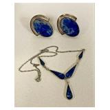 https://www.ebay.com/itm/115149187443	NC587 VINTAGE BLUE STONE EARRINGS AND NECKLACE SET IN STERLING