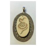 https://www.ebay.com/itm/125060427831	NC591 CARVED SNAKE DESIGN on Bone SET IN STERLING SILVER PENDA