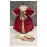https://www.ebay.com/itm/115203172237	HS1015 AMERICAN GIRL DOLL HISTORICAL DOLL DRESS RED AND GOLD W
