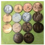 https://www.ebay.com/itm/125190809606	LAN3534 LOT OF 14 MIXED NASA  APOLLO MISSION BRONZE, COPPER,  