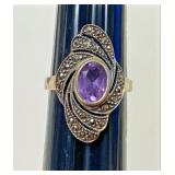 https://www.ebay.com/itm/125319140552	LB1073 STERLING SILVER AND AMETHYST RING SIZE 7 STYLE 2 		Auct