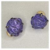 https://www.ebay.com/itm/115399259442	NC624 STERLING SILVER AND PURPLE GLASS CLIP ON EARRINGS 		Auct