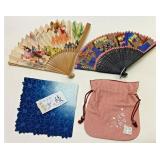 https://www.ebay.com/itm/115405701656	LB1048 LOT OF ASIAN ITEMS, 2 FANS, PURSE AND HANDKERCHIEF 		BI