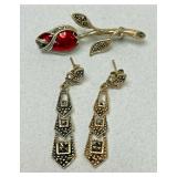 https://www.ebay.com/itm/125343540129	LB1062 STERLING SILVER EARRINGS AND ROSE PIN 		BIN	 $24.99 