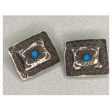 https://www.ebay.com/itm/125357975912	NC617 STERLING SILVER SOUTHWESTERN CONCHO RECTANGULAR TURQUOIS