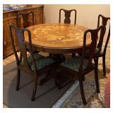 https://www.ebay.com/itm/115940253761 CV1002 ORNATE INLAY WOOD DESIGN ROUND DINING TABLE WITH 6 CHAI