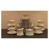 https://www.ebay.com/itm/115942050378 CV1032 LENOX SERVEWARE, PLATES, CUPS AND2  CADDY PATTERN "SNOW