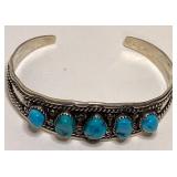 https://www.ebay.com/itm/126144185069 CV1107 STERLING SILVER CUFF BRACELET WITH TURQUIOSE INLAY