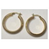 https://www.ebay.com/itm/115946710353 CV1130 14 K GOLD TRIPLE HOOP EARRINGS
