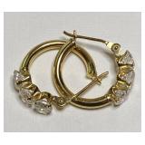 https://www.ebay.com/itm/126145631010 CV1137 14K GOLD SMALL HOOP EARRINGS WITH GEM ACCENT ** DIAMOND