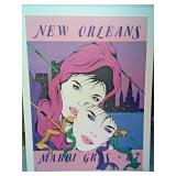 ERI7068 NEW ORLEANS MARDI GRAS LITHOGRAPH 1987 ARTIST SIGNED MICHAEL HUNT 32X24 1