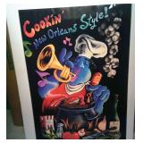 ERI7071 COOKING NEW ORLEANS STYLE ARTIST SIGNED MICHAEL HUNT 1998 SIZE 29X20 1