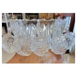 Vintage Williamsport Hazel Atlas Square Crystal Punch Bowl with 11 Cups AAA1962 $45