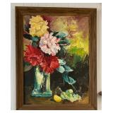 Christy Gunnels Still Life of Flowers with Fruit Oil on Canvas AAA1427 $200