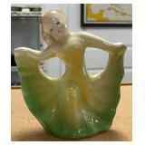 Rare 1940 s Flamenco Dancer 5.75  Yellow & Green Planter AAA1450 $20