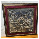 AAA5063 Vintage Tin Ceiling Tile Matted and Framed  Local Pickup       By Appointment AAA Vintage an