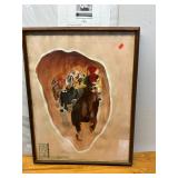 AAA5068 - Horse Racing oil on Paper Painting with Tickets - Local Pickup