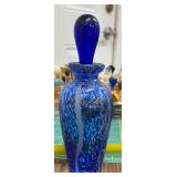 Vintage Cobalt Crystal Glass Perfume Bottle with Dauber Hand Cut & Blown AAA2233
