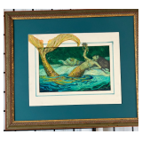 Vibrant Framed and Matted B Gorhum 1993 Mermaid Painting AAA2252