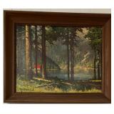"Pine Grove Lake #235" Framed Lithograph on Wood by Robert Wood AAA2253