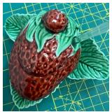 Vintage Bordallo Pinheiro Strawberry Jam Bowl with Spoon & Lid 408/N AAA2222