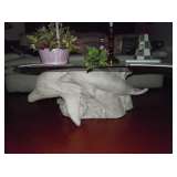 dolphin glass top coffee table
