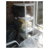 white plastic shelving