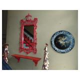 Red Lacquered Chinese Chippendale Mirror