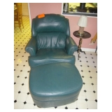 Leather recliner & ottman