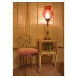 Rare Vintage Fenton Cranberry Glass Piano Lamp