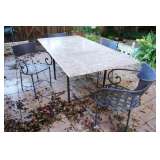 Outdoor Marble and Iron Table with 4 chairs