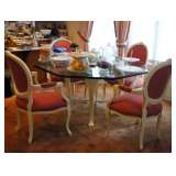Century Furniture Glass Top Table, Queen Anne Chairs
