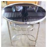 NIckel Plated Bamboo Leg Black Granite Table