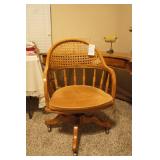 Vtg. Drexel Barrel Cane Back Executive Chair
