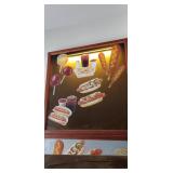 Illuminated Display Case with Static Cling Advertisement 