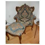 Rococo Revival chair & ottoman