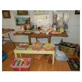 Drop leaf table & painted bench
