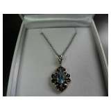 Gold and sterling silver topaz necklace