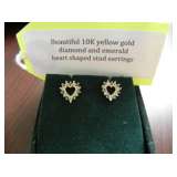 10K Diamond Emerald Earrings