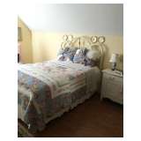 Contemporary White Metal Bed w/ rails