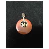 18kt Gold, Brown Jade Pendant