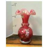 Fenton Ruffle Top, Cranberry Vase